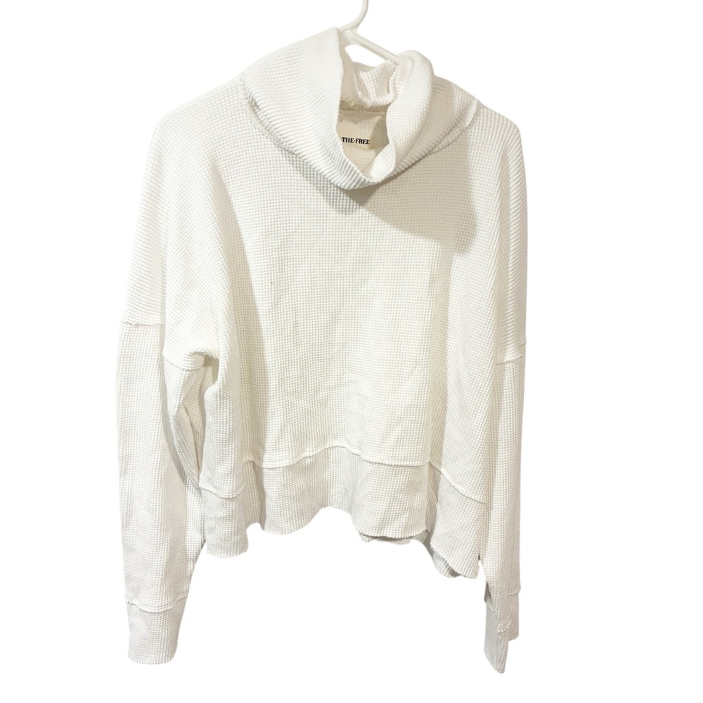 Free People We The Free White Highland Turtleneck Waffle Knit Thermal Size XL - Picture 2 of 6